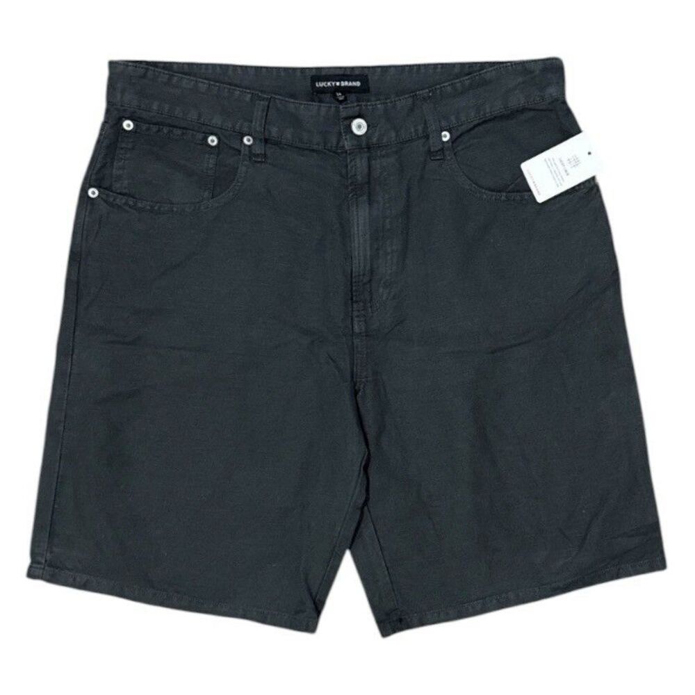 Lucky Brand Linen Blend Shorts Mens 34 Black Flat Front Casual NWT Summer Chino